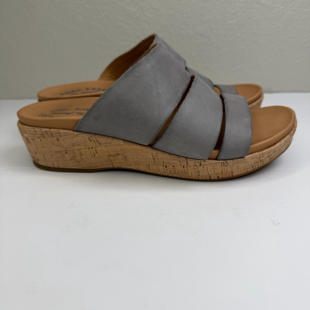 Kork-Ease Women’s Menzie Triple Strap Slip-On Leather Cork Wedge Sandals Size 8 - Picture 4 of 11